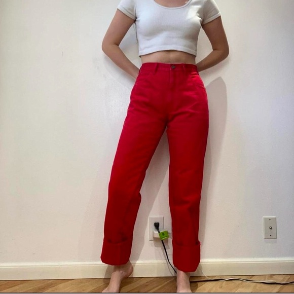 Calvin Klein Women's High Rise Red Jeans - Picture 4 of 6